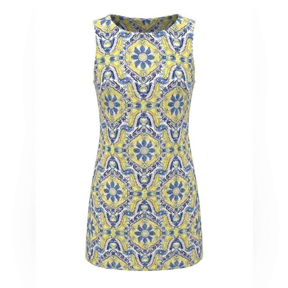 Betsey Johnson Floral Yellow and Blue Dress size 10